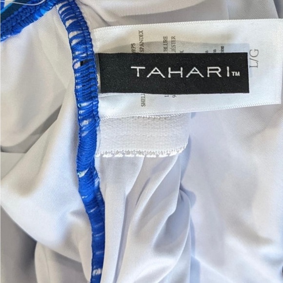 Tahari 1 Piece Swimsuit Juniors L NWT Off Shoulder Purple Blue - Picture 6 of 9